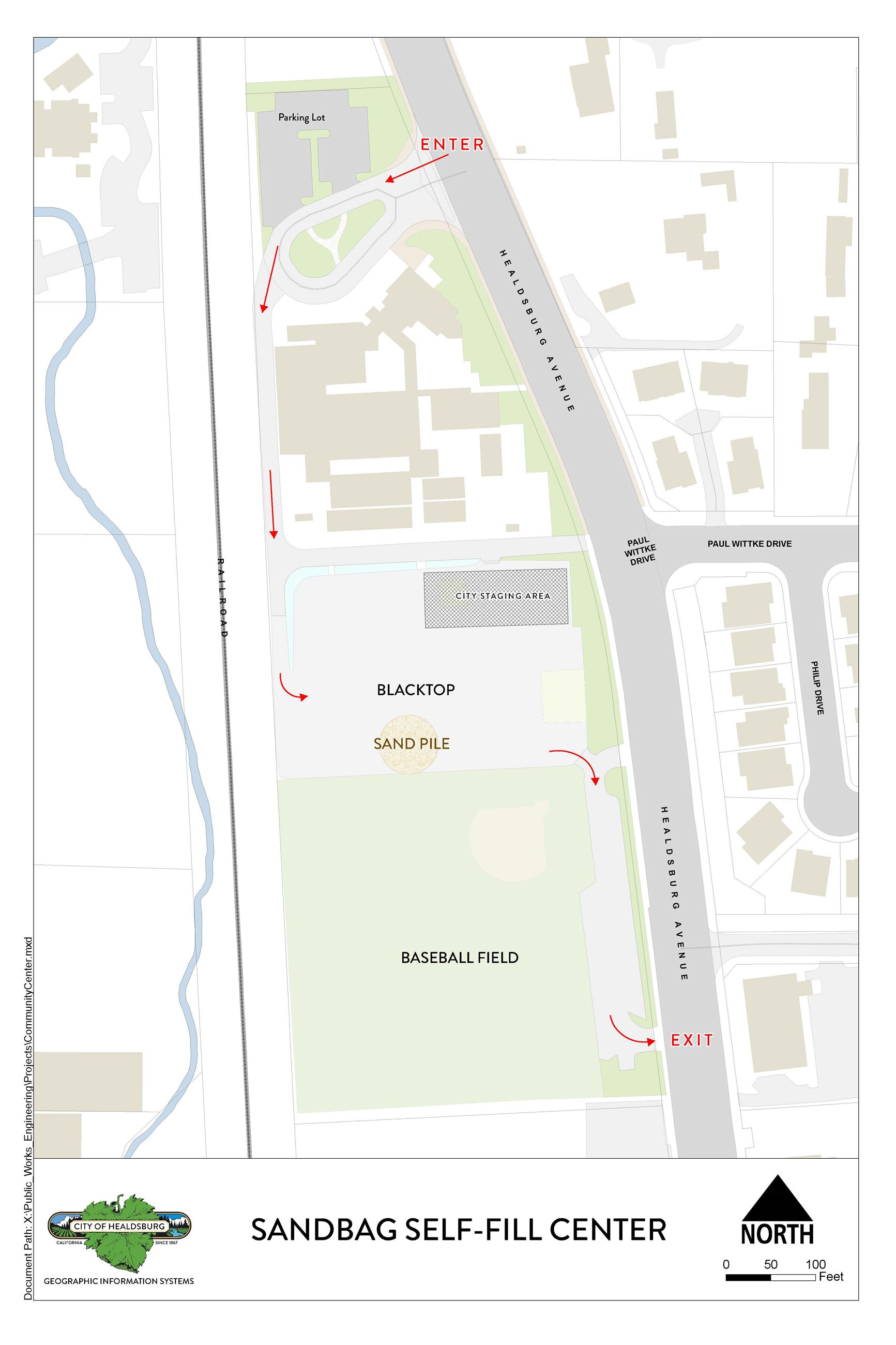 Image of Map of Sandbag-Fill Center at Community Center