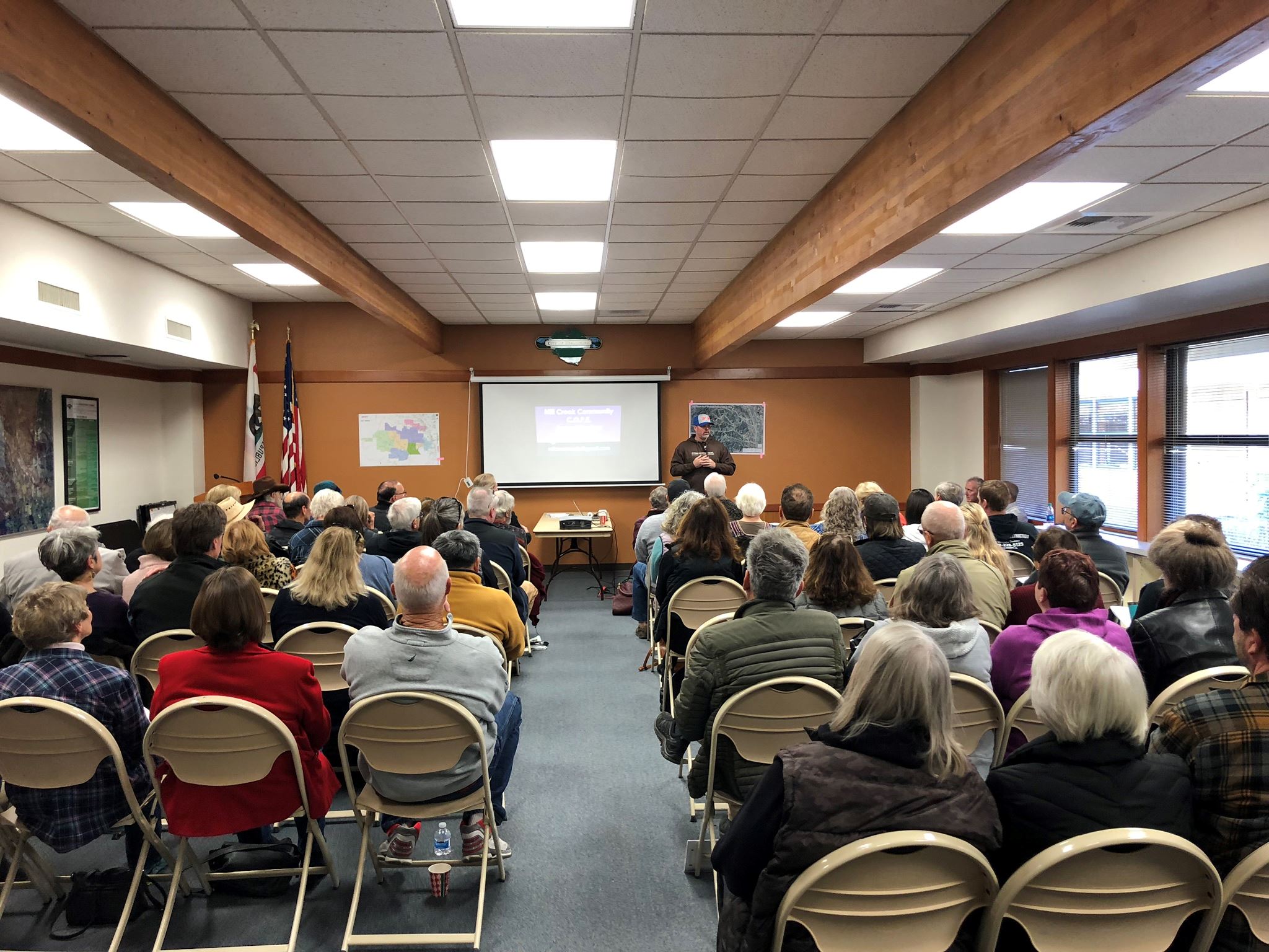 Supervisor James Gore talks to the COPE groups at the Healdsburg Community Center 